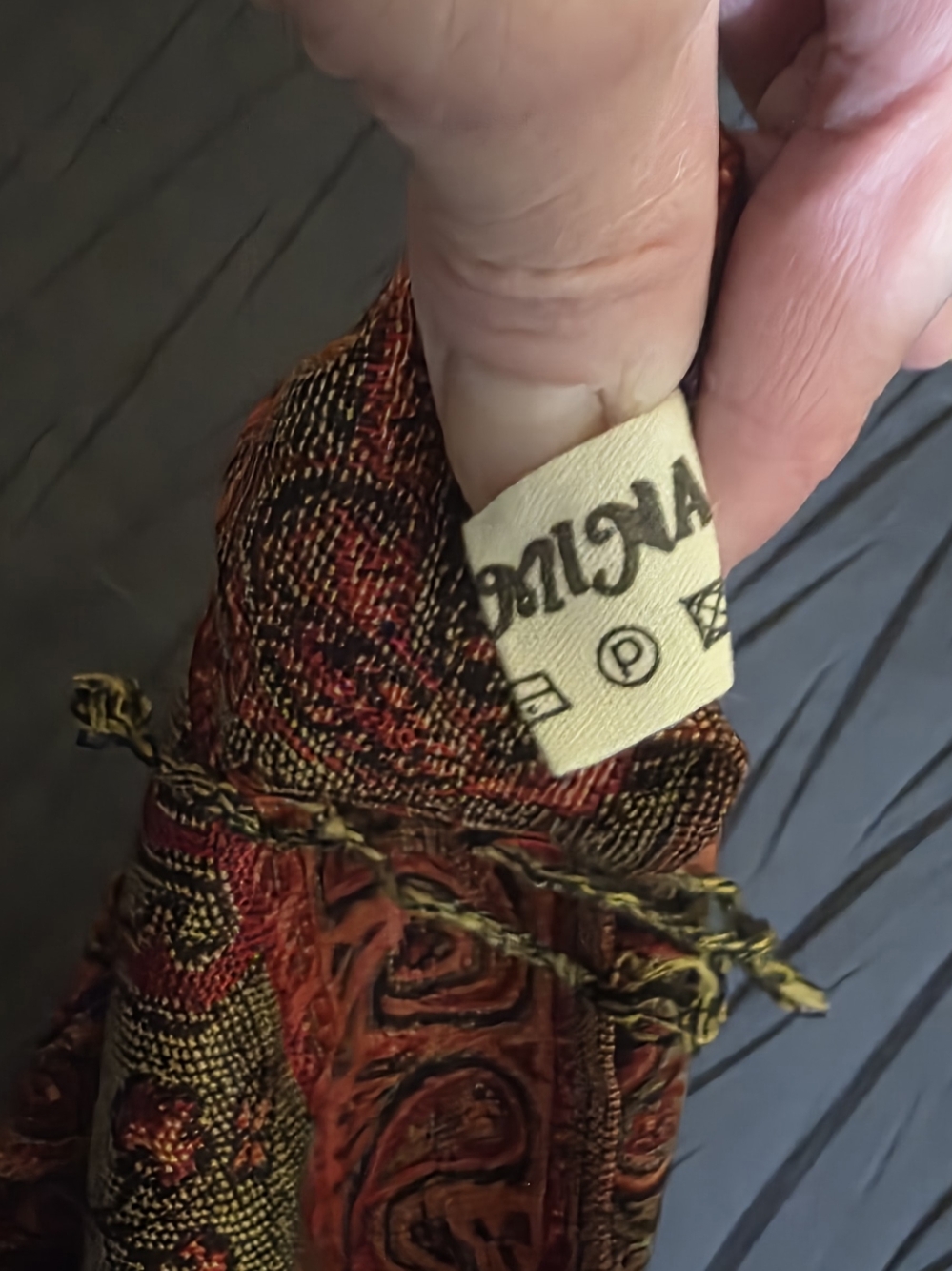 Pashnina Red Paisley Fringe Wrap Scarf. 75×28in. - Picture 3 of 3